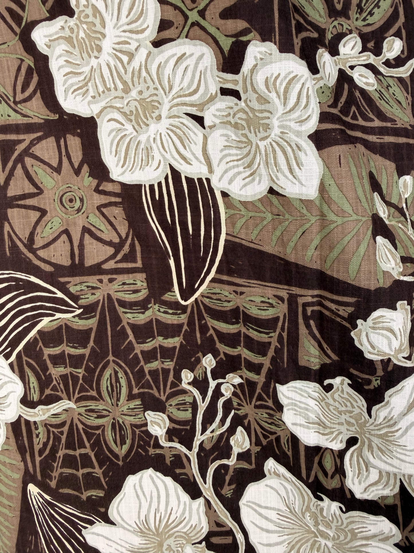 Jungle Cove Aloha Shirt- The Royal Orchid Collection- Coconut
