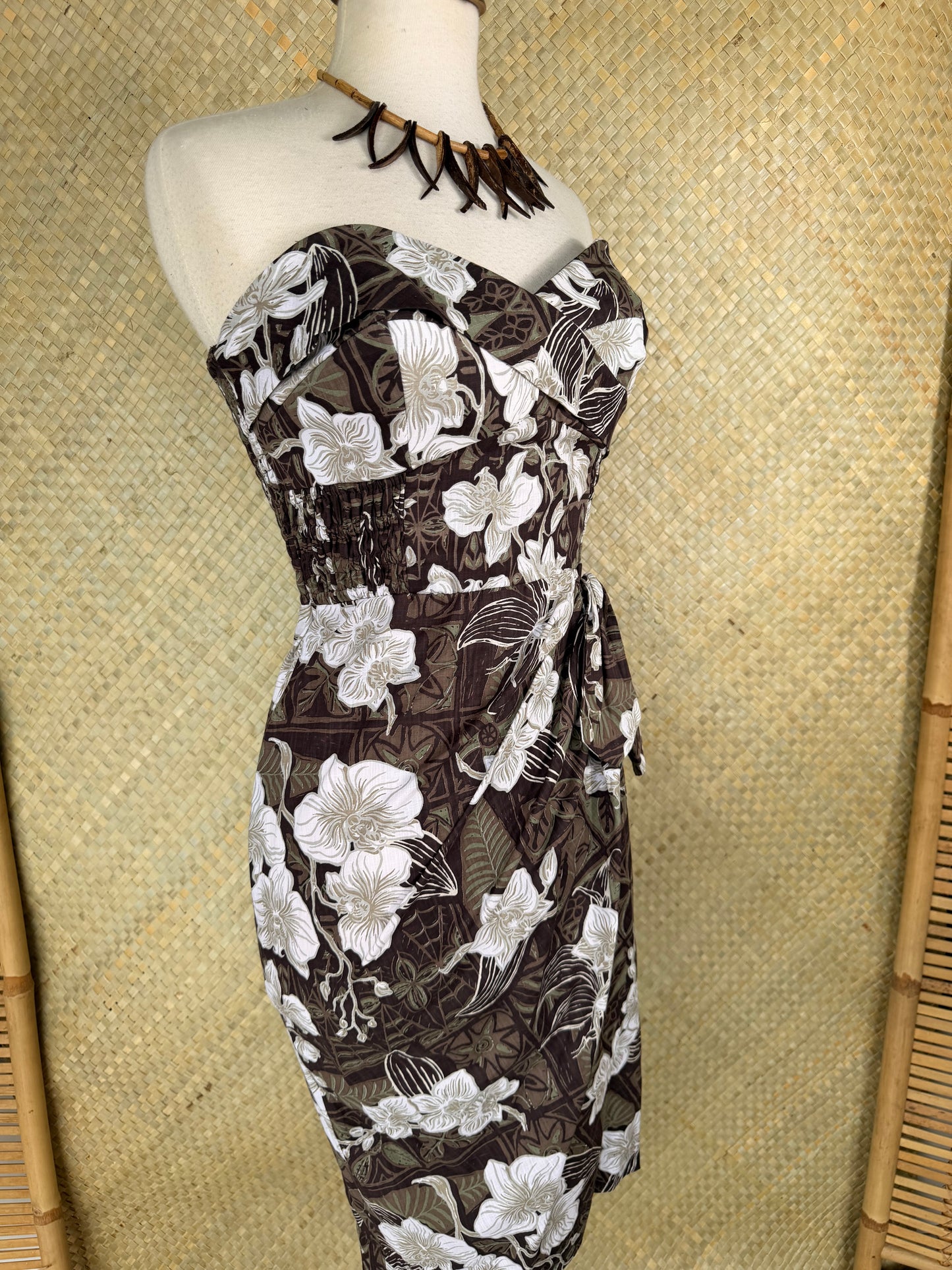 Lorelei's Vintage- Bali Hai Sarong Dress- The Royal Orchid Collection -Coconut
