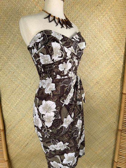 Lorelei's Vintage- Bali Hai Sarong Dress- The Royal Orchid Collection -Coconut