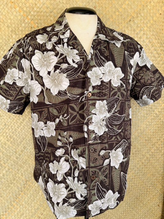 Jungle Cove Aloha Shirt- The Royal Orchid Collection- Coconut
