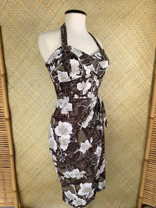 Lorelei's Vintage- Bali Hai Sarong Dress- The Royal Orchid Collection -Coconut
