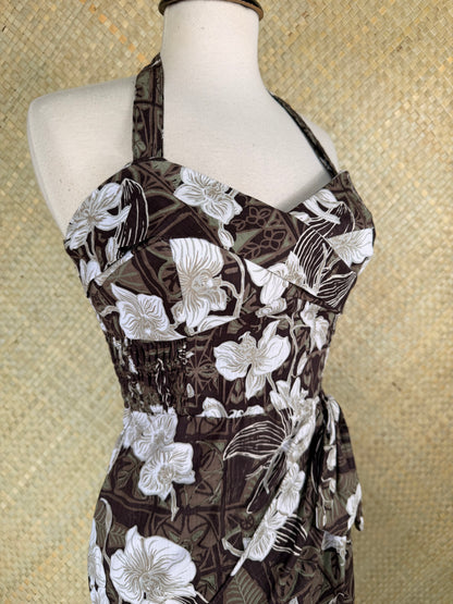 Lorelei's Vintage- Bali Hai Sarong Dress- The Royal Orchid Collection -Coconut