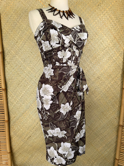 Lorelei's Vintage- Bali Hai Sarong Dress- The Royal Orchid Collection -Coconut