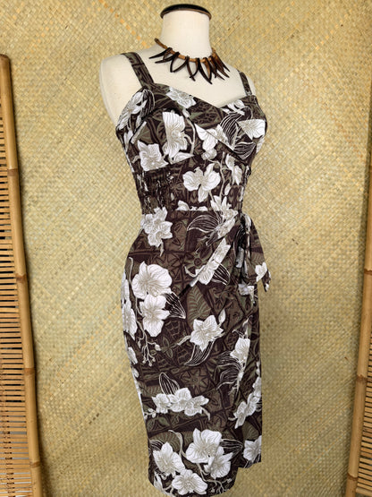Lorelei's Vintage- Bali Hai Sarong Dress- The Royal Orchid Collection -Coconut