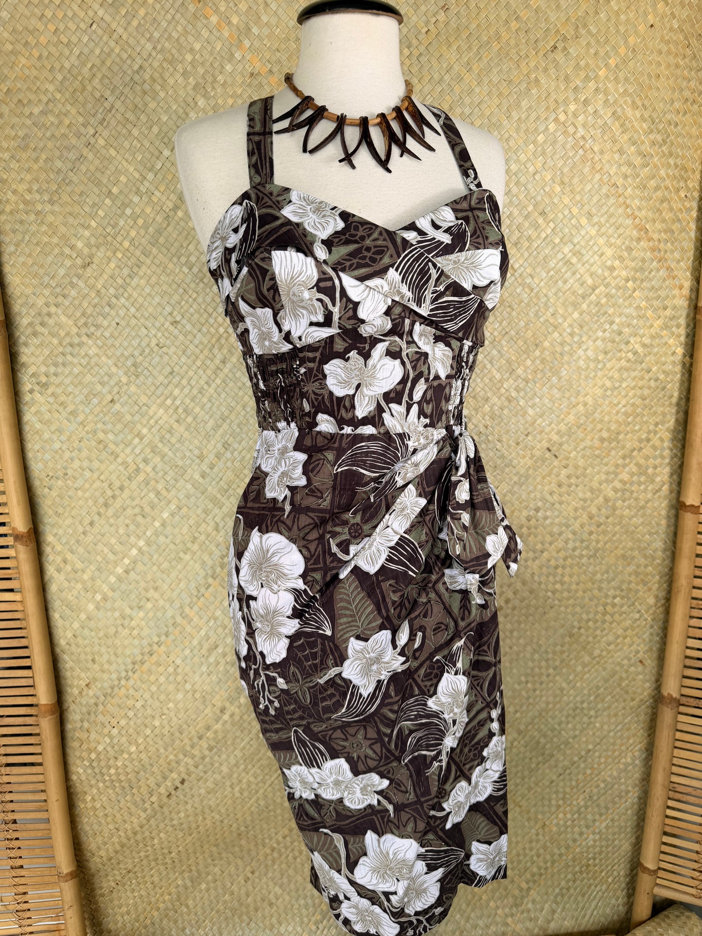 Lorelei's Vintage- Bali Hai Sarong Dress- The Royal Orchid Collection -Coconut