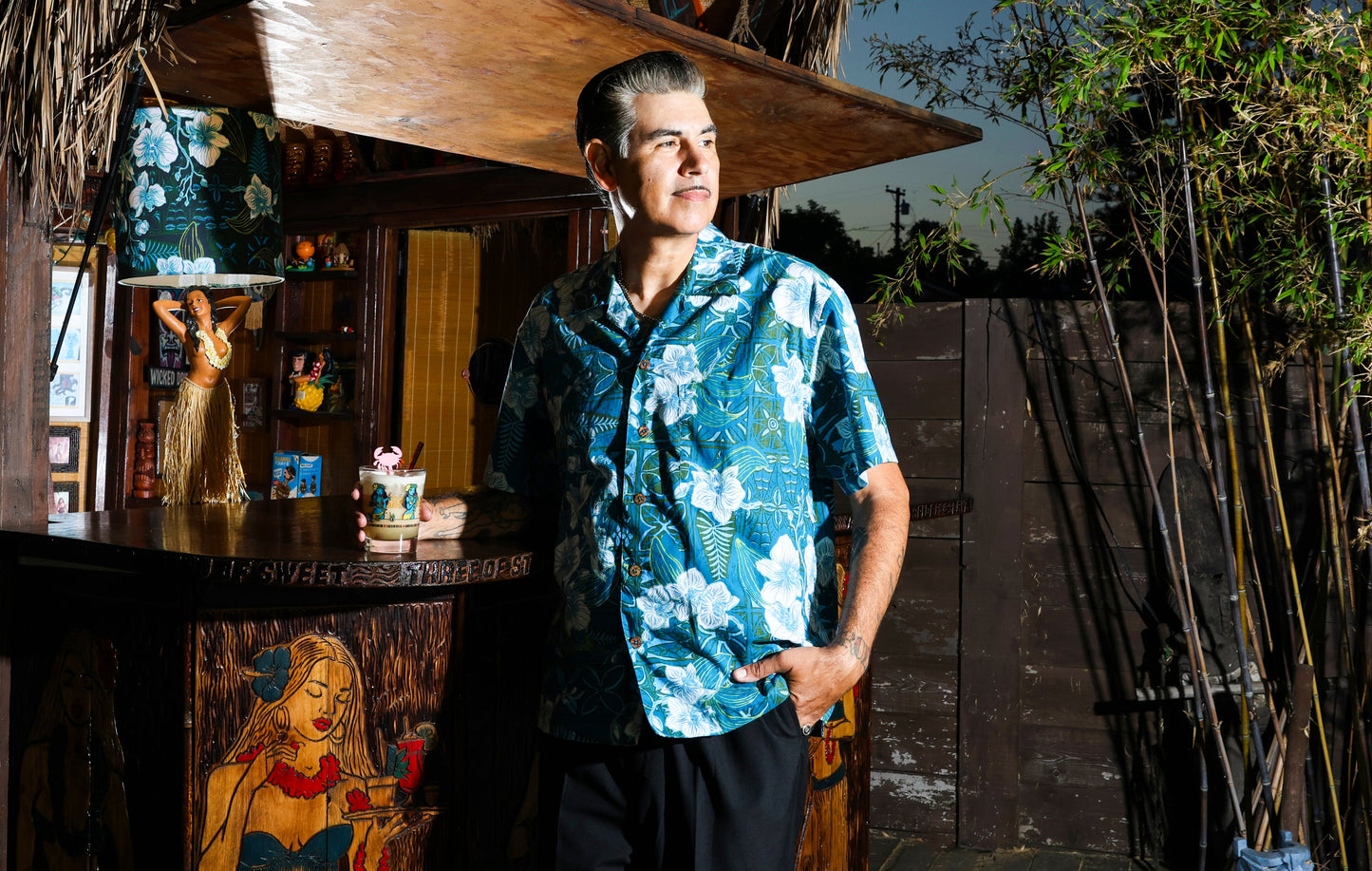 Jungle Cove Aloha Shirt- The Royal Orchid Collection- Lagoon
