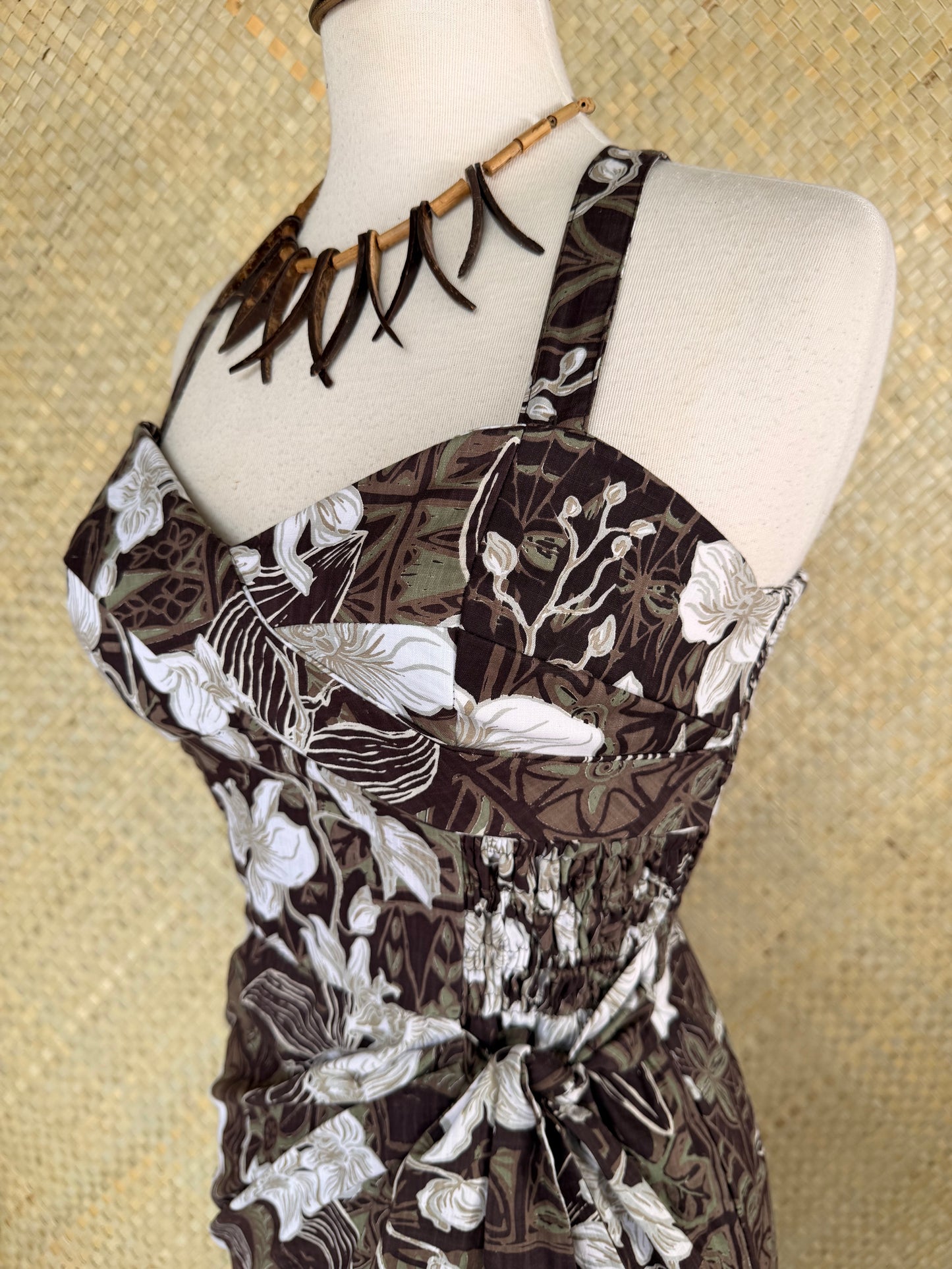 Lorelei's Vintage- Bali Hai Sarong Dress- The Royal Orchid Collection -Coconut