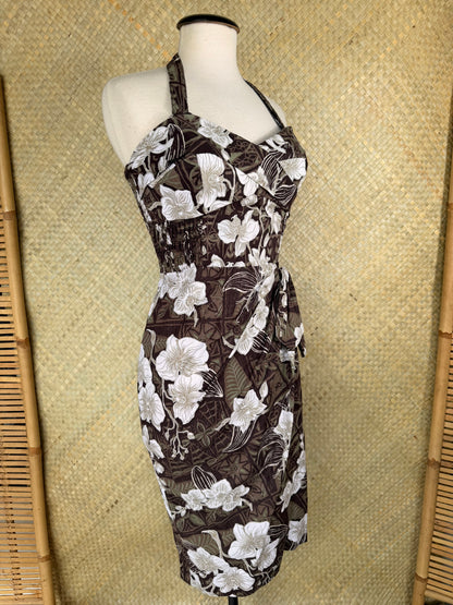 Lorelei's Vintage- Bali Hai Sarong Dress- The Royal Orchid Collection -Coconut