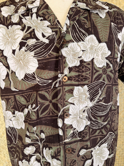 Jungle Cove Aloha Shirt- The Royal Orchid Collection- Coconut