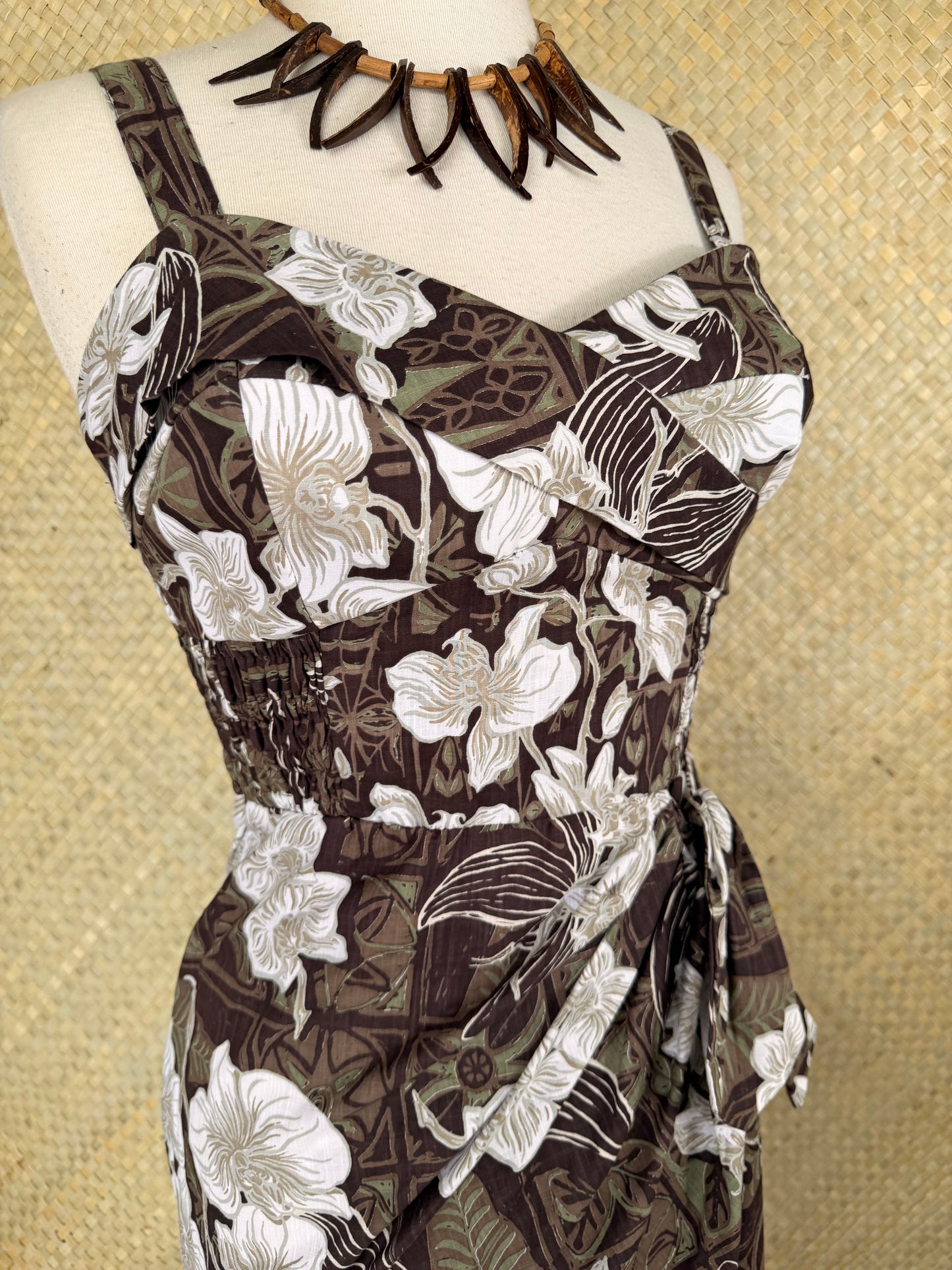 Lorelei's Vintage- Bali Hai Sarong Dress- The Royal Orchid Collection -Coconut