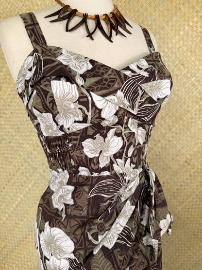 Lorelei's Vintage- Bali Hai Sarong Dress- The Royal Orchid Collection -Coconut