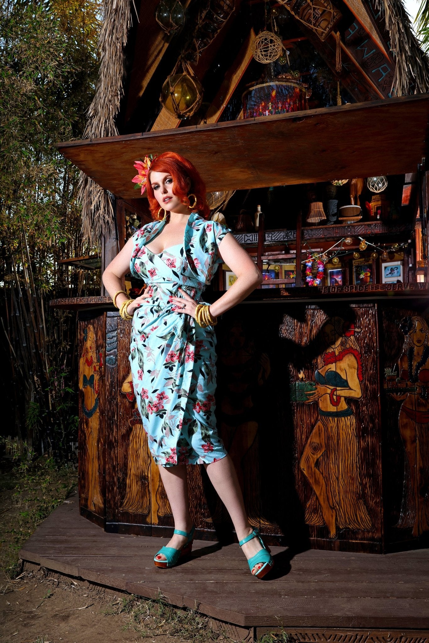 Bali Hai Sarong Dress- Bamboo Garden - Lorelei's Vintage