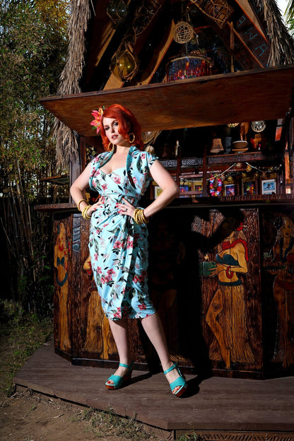 Bali Hai Sarong Dress- Bamboo Garden - Lorelei's Vintage