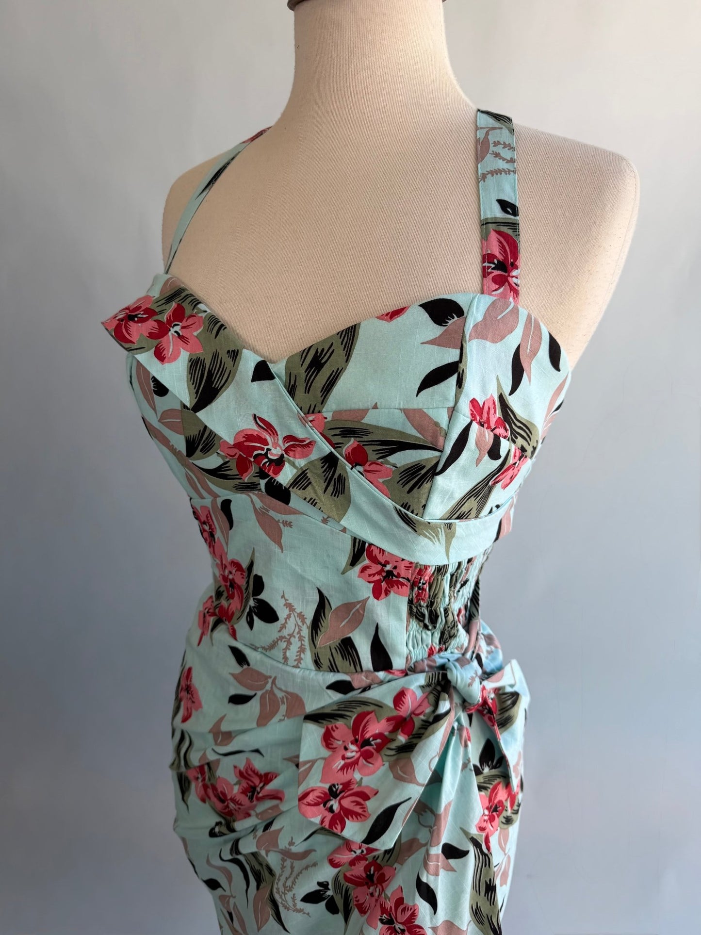 Bali Hai Sarong Dress- Bamboo Garden - Lorelei's Vintage