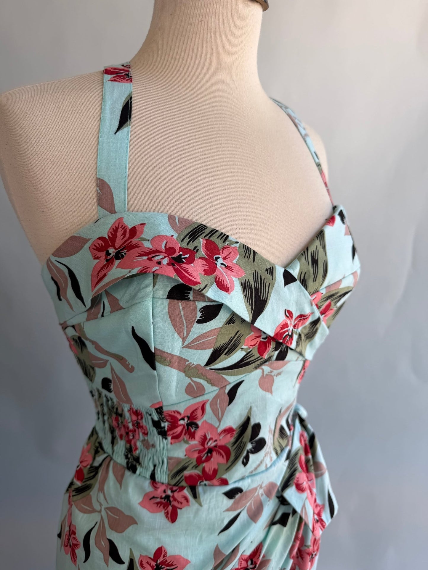 Bali Hai Sarong Dress- Bamboo Garden - Lorelei's Vintage