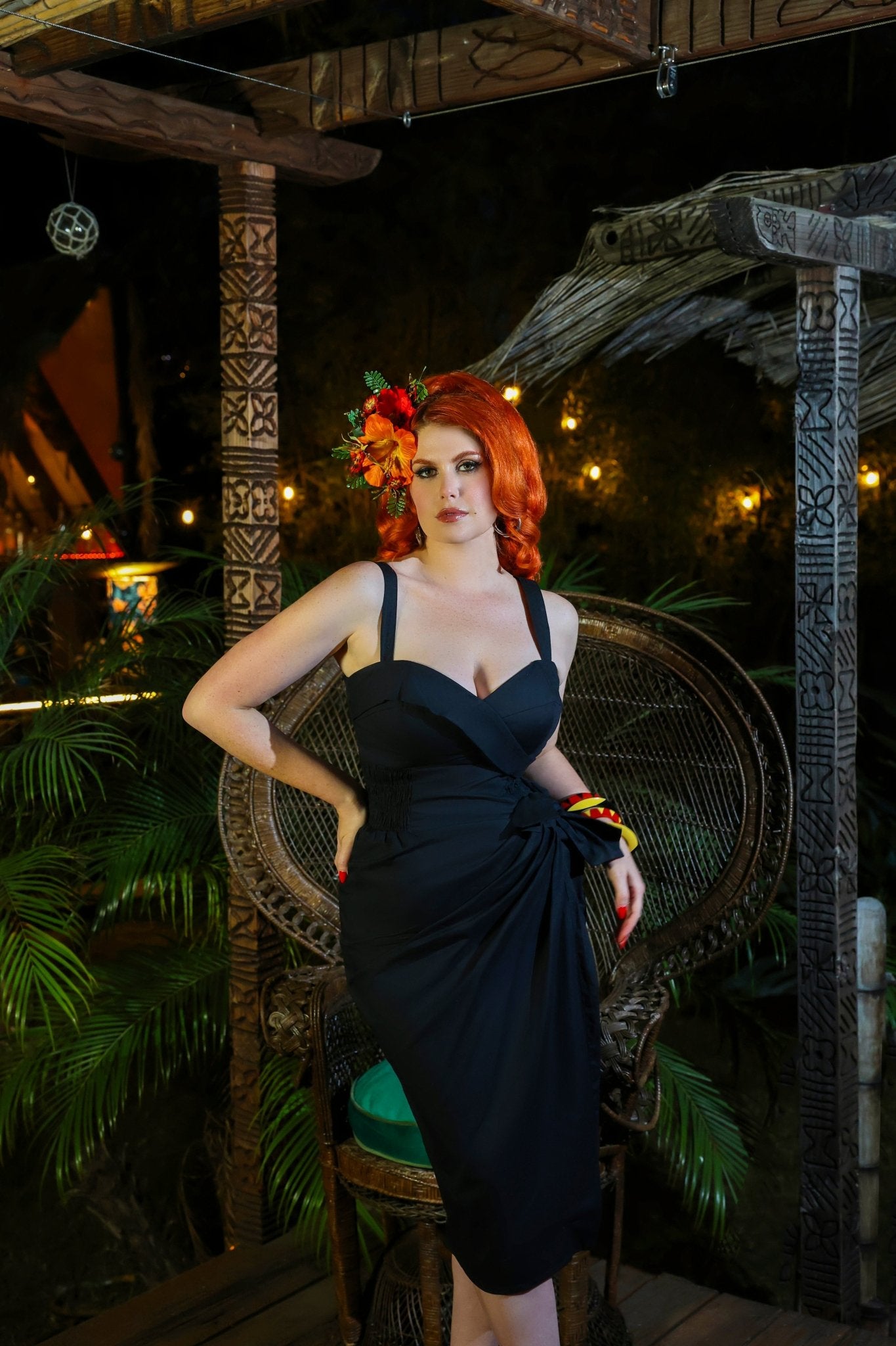 Bali Hai Sarong Dress - Jet Black - Lorelei's Vintage