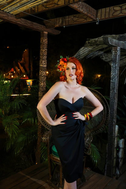 Bali Hai Sarong Dress - Jet Black - Lorelei's Vintage