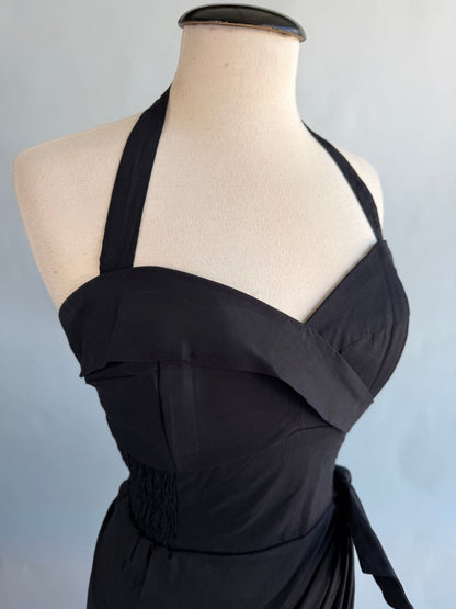 Bali Hai Sarong Dress - Jet Black - Lorelei's Vintage