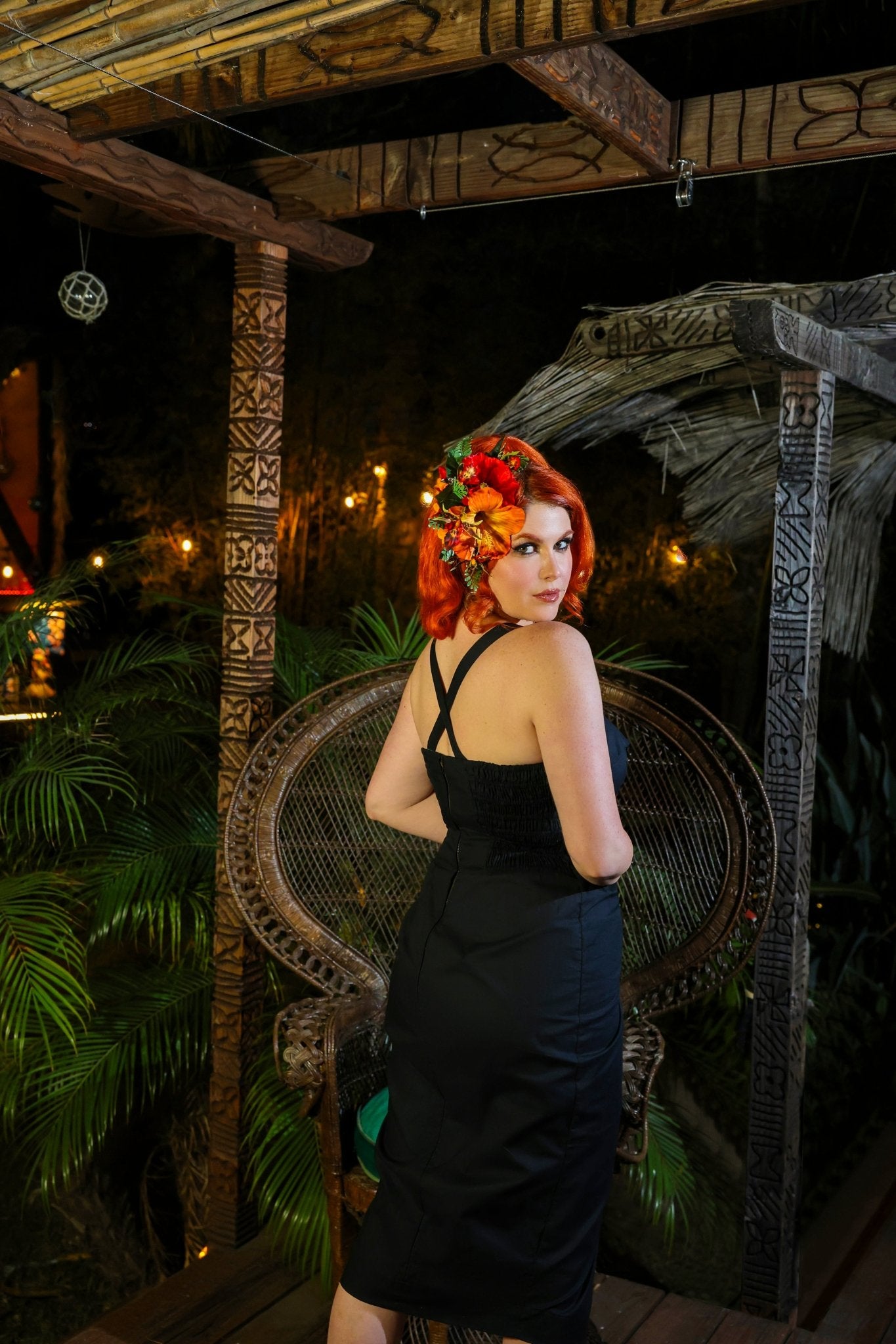 Bali Hai Sarong Dress - Jet Black - Lorelei's Vintage