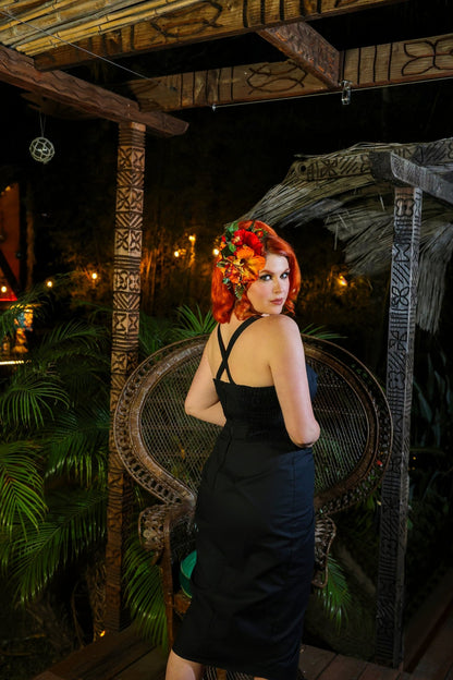 Bali Hai Sarong Dress - Jet Black - Lorelei's Vintage