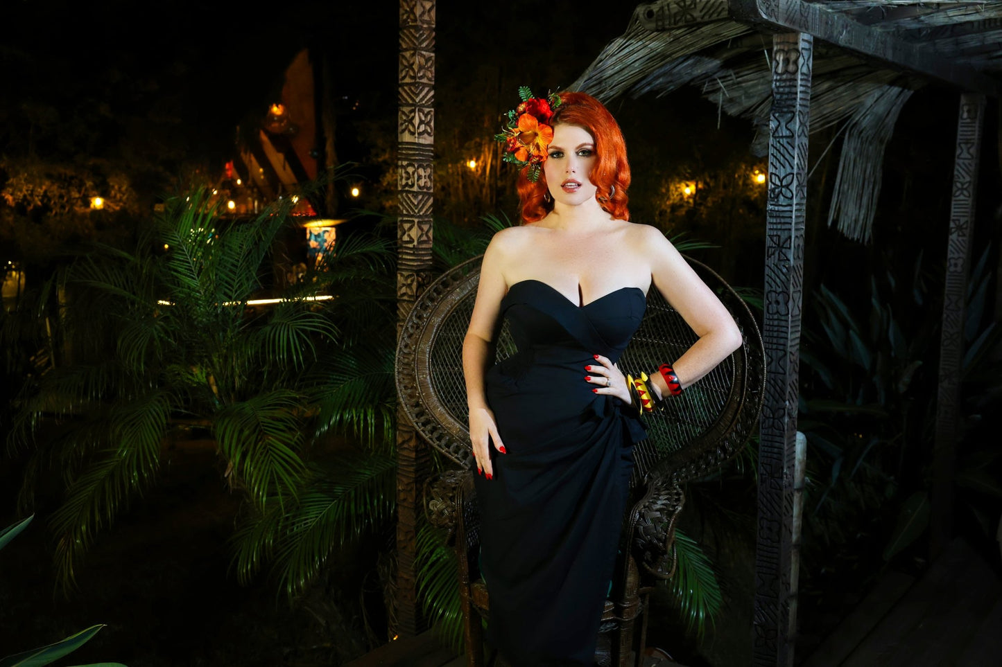 Bali Hai Sarong Dress - Jet Black - Lorelei's Vintage