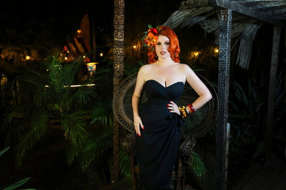 Bali Hai Sarong Dress - Jet Black - Lorelei's Vintage
