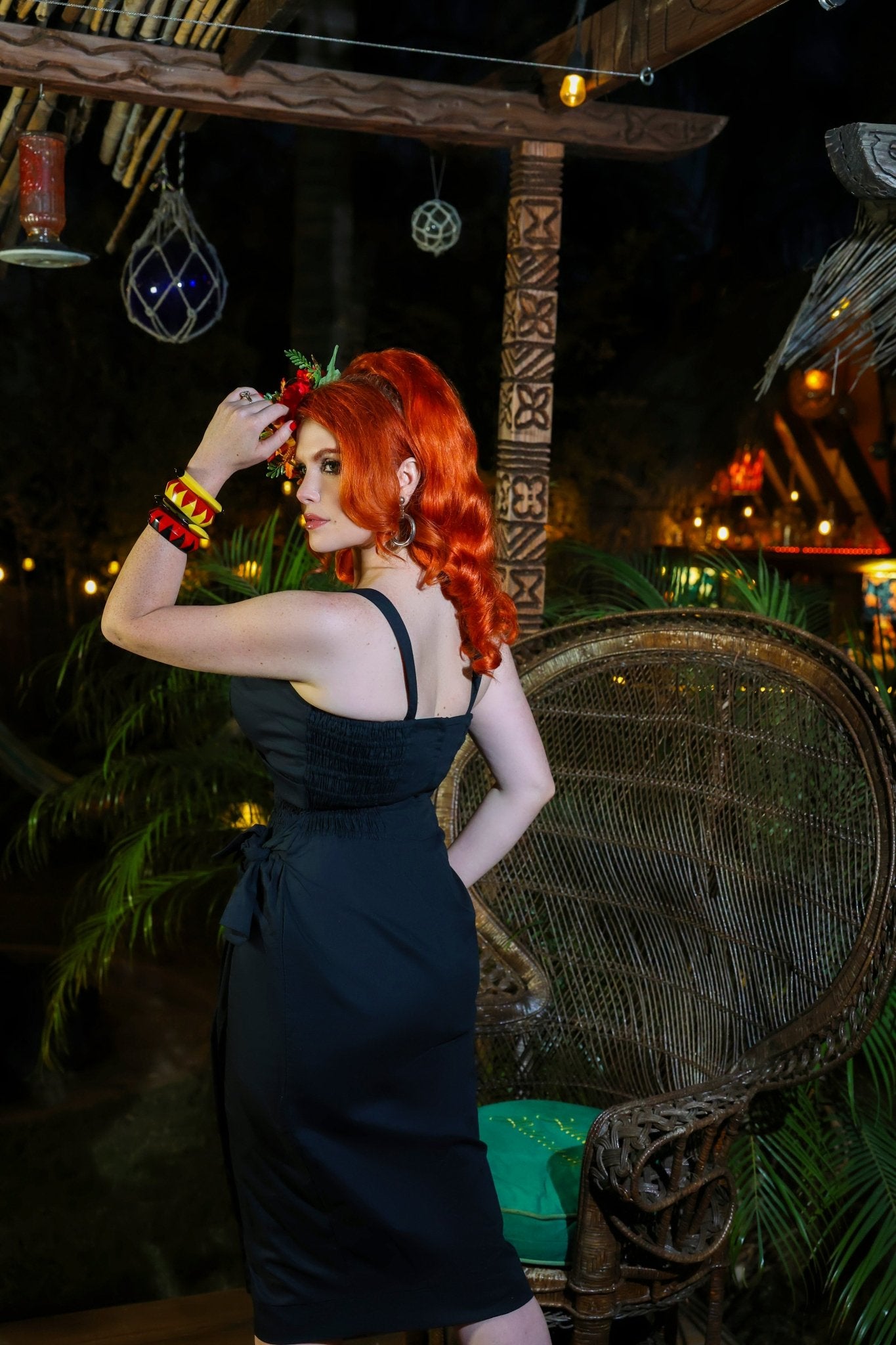 Bali Hai Sarong Dress - Jet Black - Lorelei's Vintage