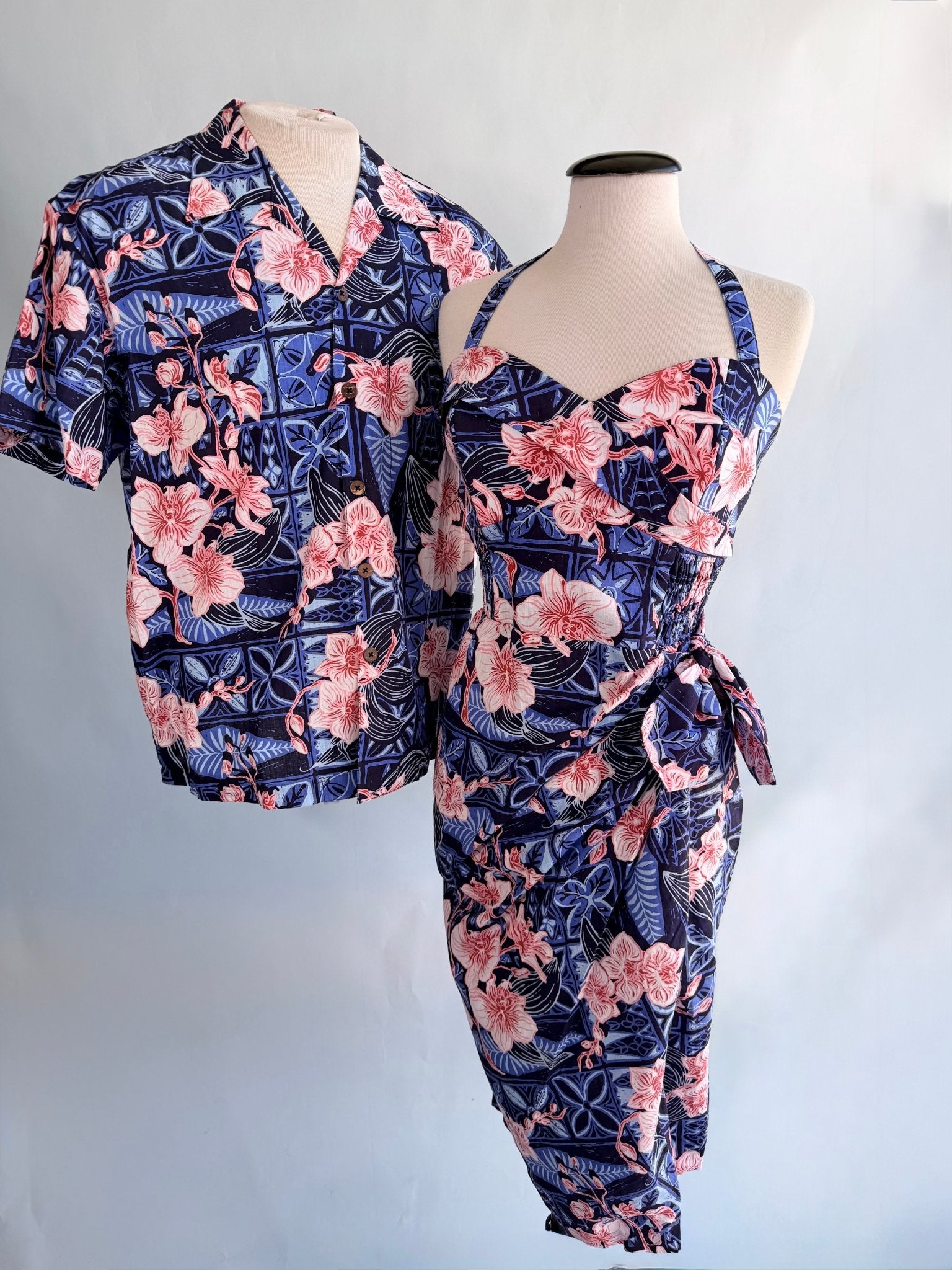 Jungle Cove Aloha Shirt- The Royal Orchid Collection- Pink Shell - Lorelei's Vintage