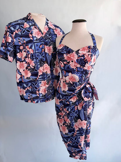 Jungle Cove Aloha Shirt- The Royal Orchid Collection- Pink Shell - Lorelei's Vintage