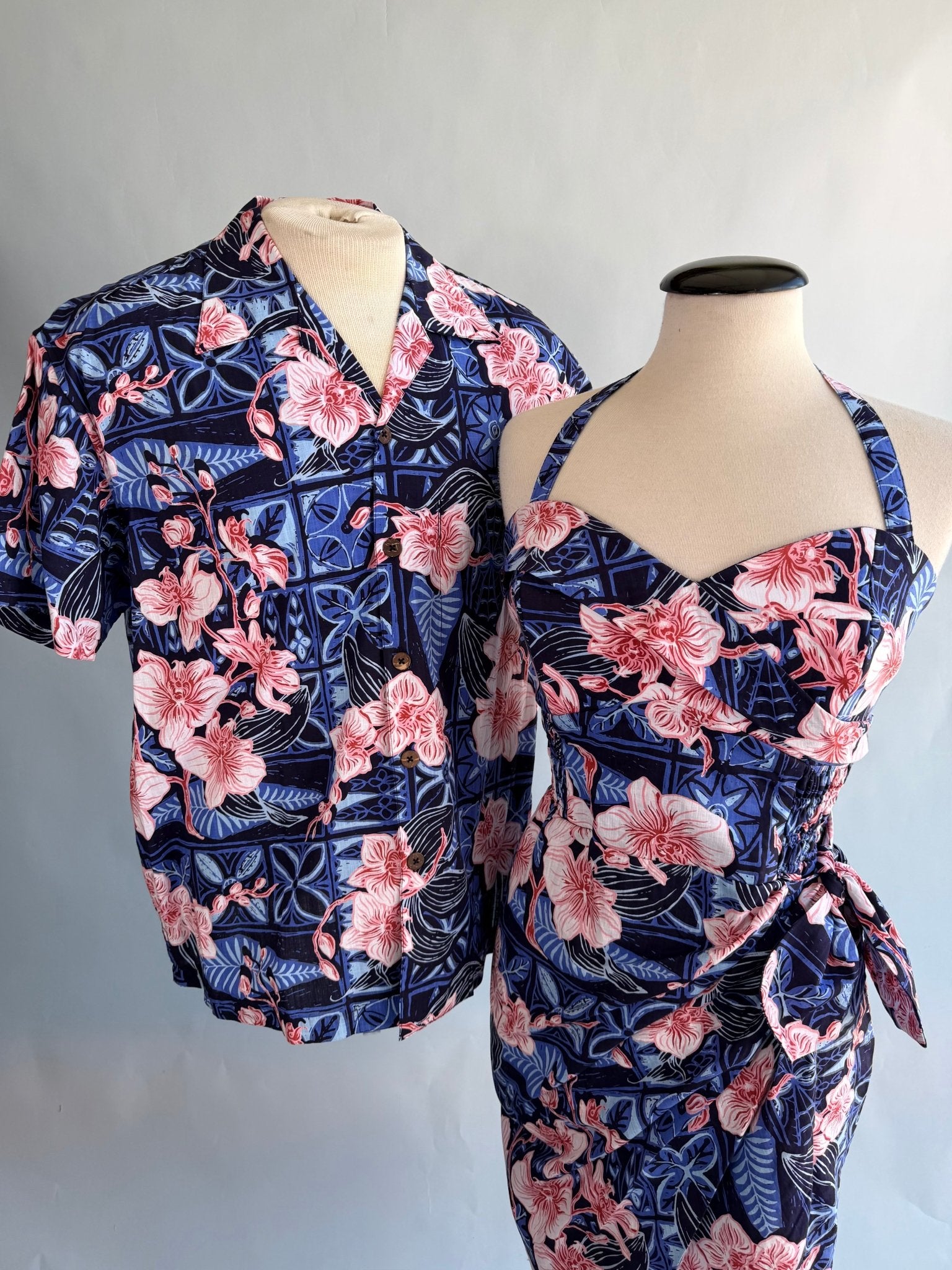 Jungle Cove Aloha Shirt- The Royal Orchid Collection- Pink Shell - Lorelei's Vintage