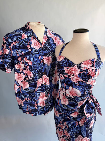 Jungle Cove Aloha Shirt- The Royal Orchid Collection- Pink Shell - Lorelei's Vintage