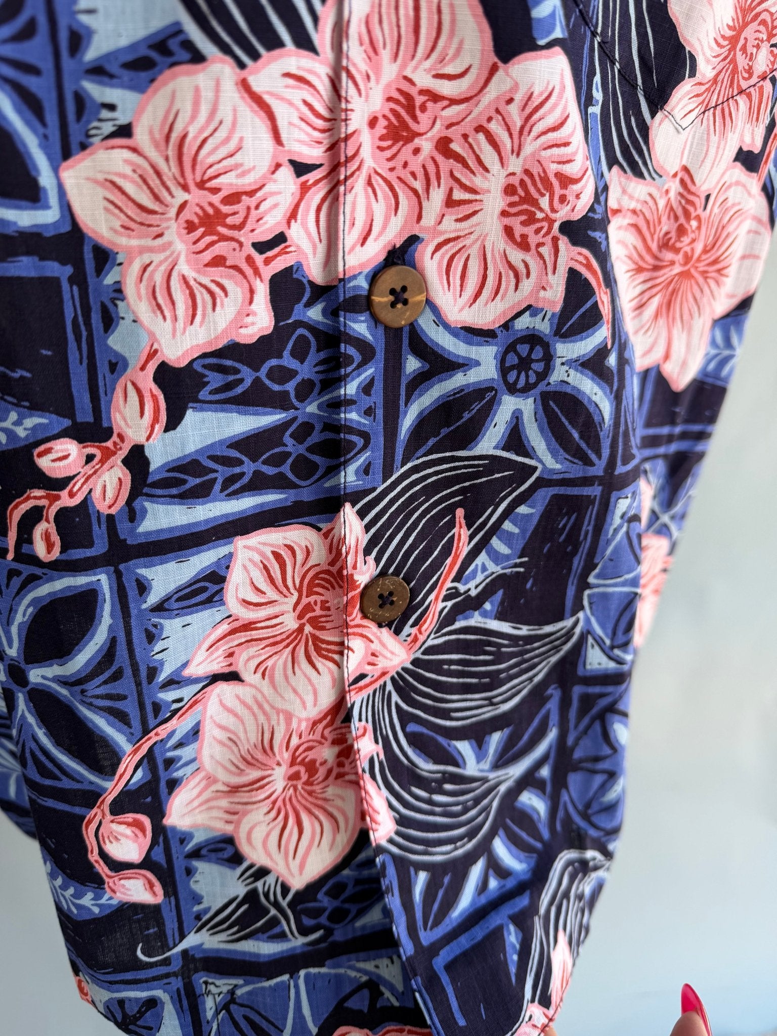 Jungle Cove Aloha Shirt- The Royal Orchid Collection- Pink Shell - Lorelei's Vintage