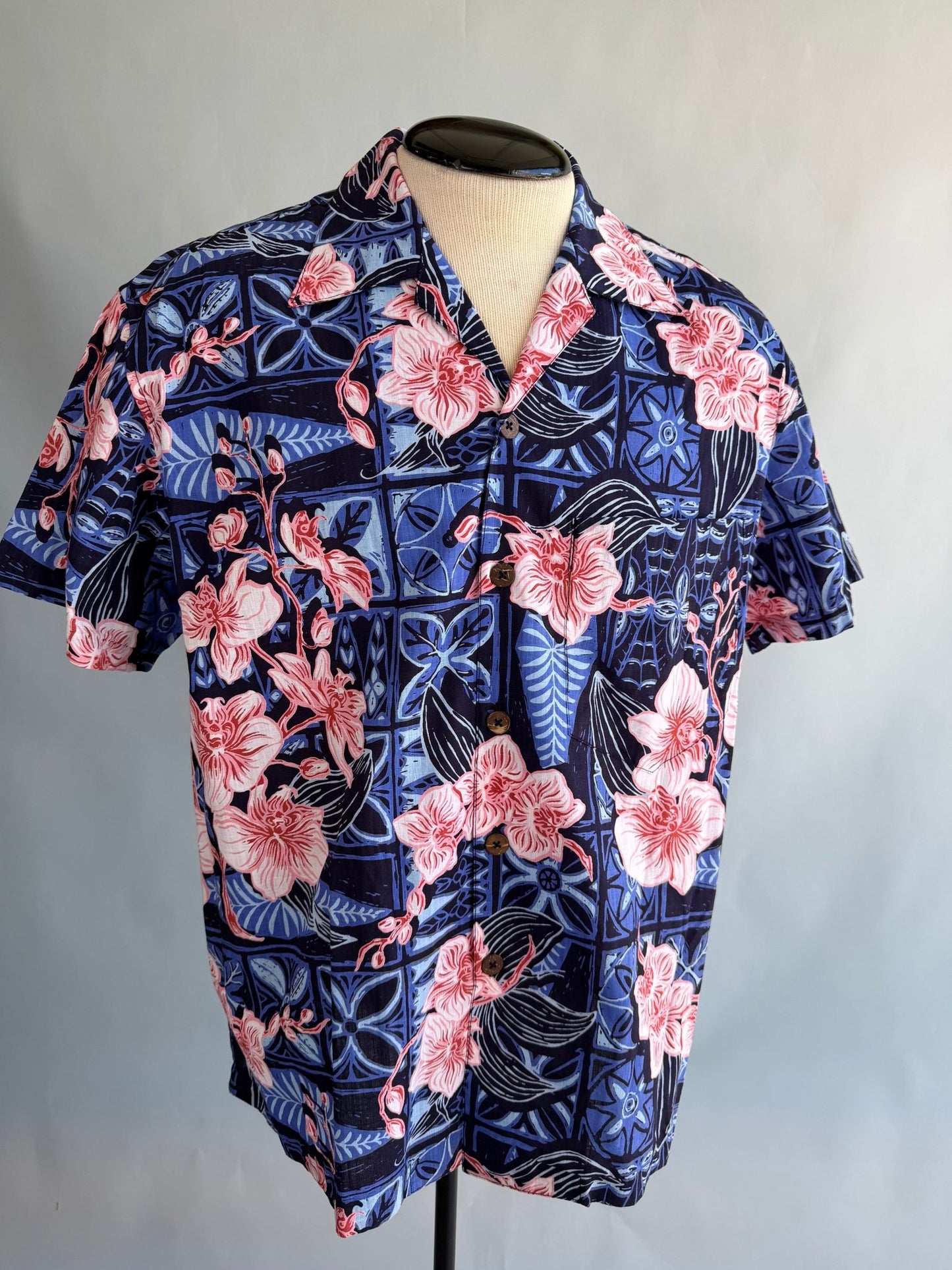 Jungle Cove Aloha Shirt- The Royal Orchid Collection- Pink Shell - Lorelei's Vintage