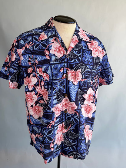 Jungle Cove Aloha Shirt- The Royal Orchid Collection- Pink Shell - Lorelei's Vintage