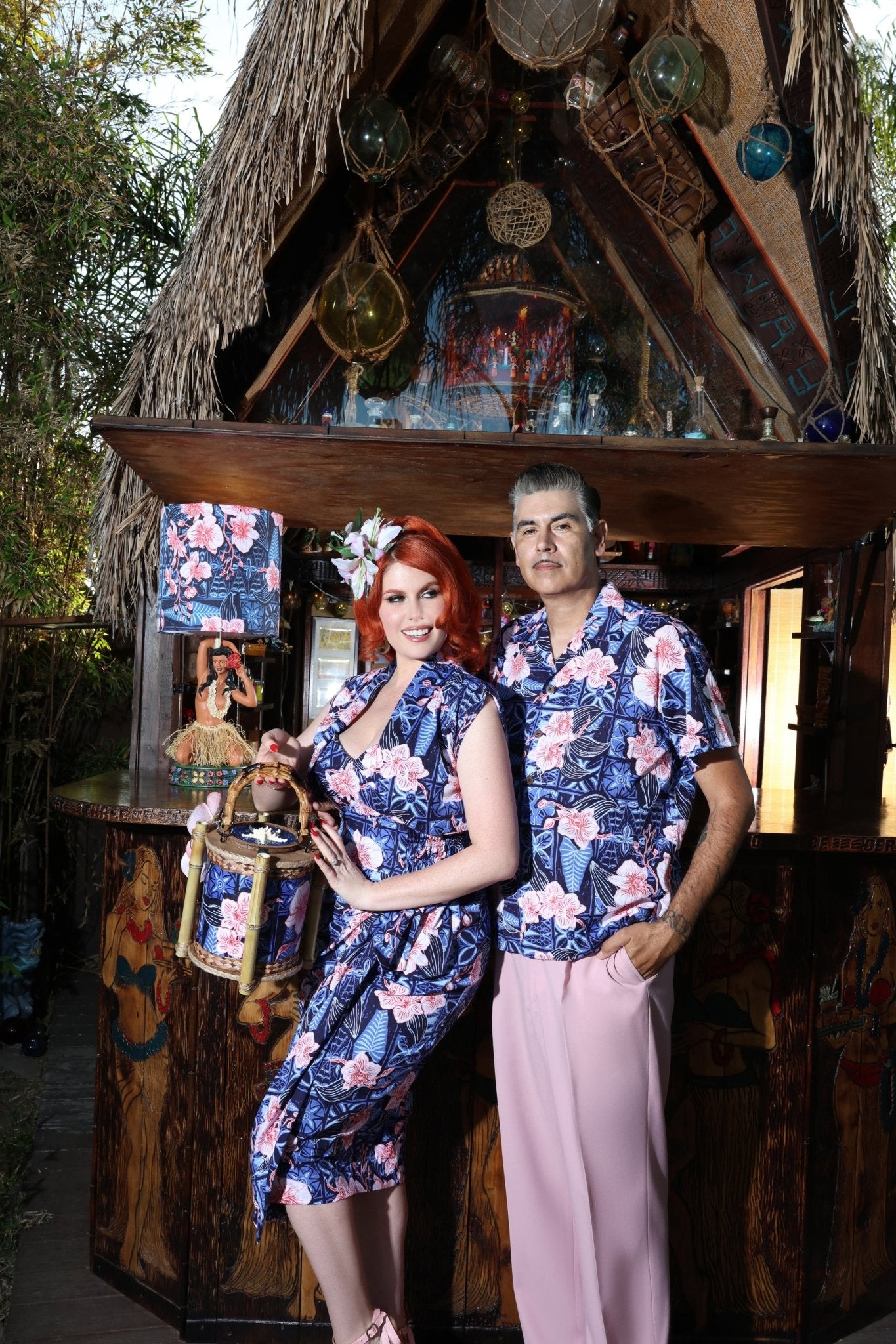 Jungle Cove Aloha Shirt- The Royal Orchid Collection- Pink Shell - Lorelei's Vintage