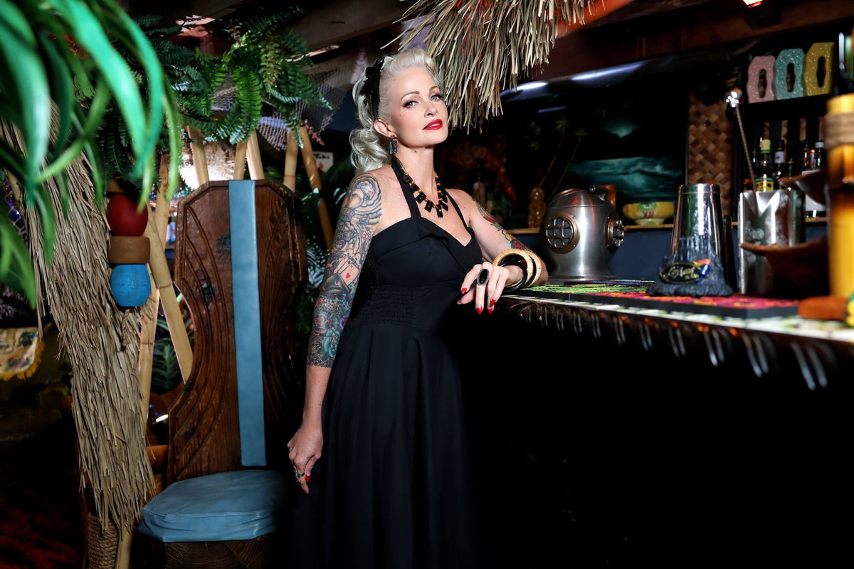 Lorelei's Vintage-Bali Hai Circle Dress- Jet Black - Lorelei's Vintage