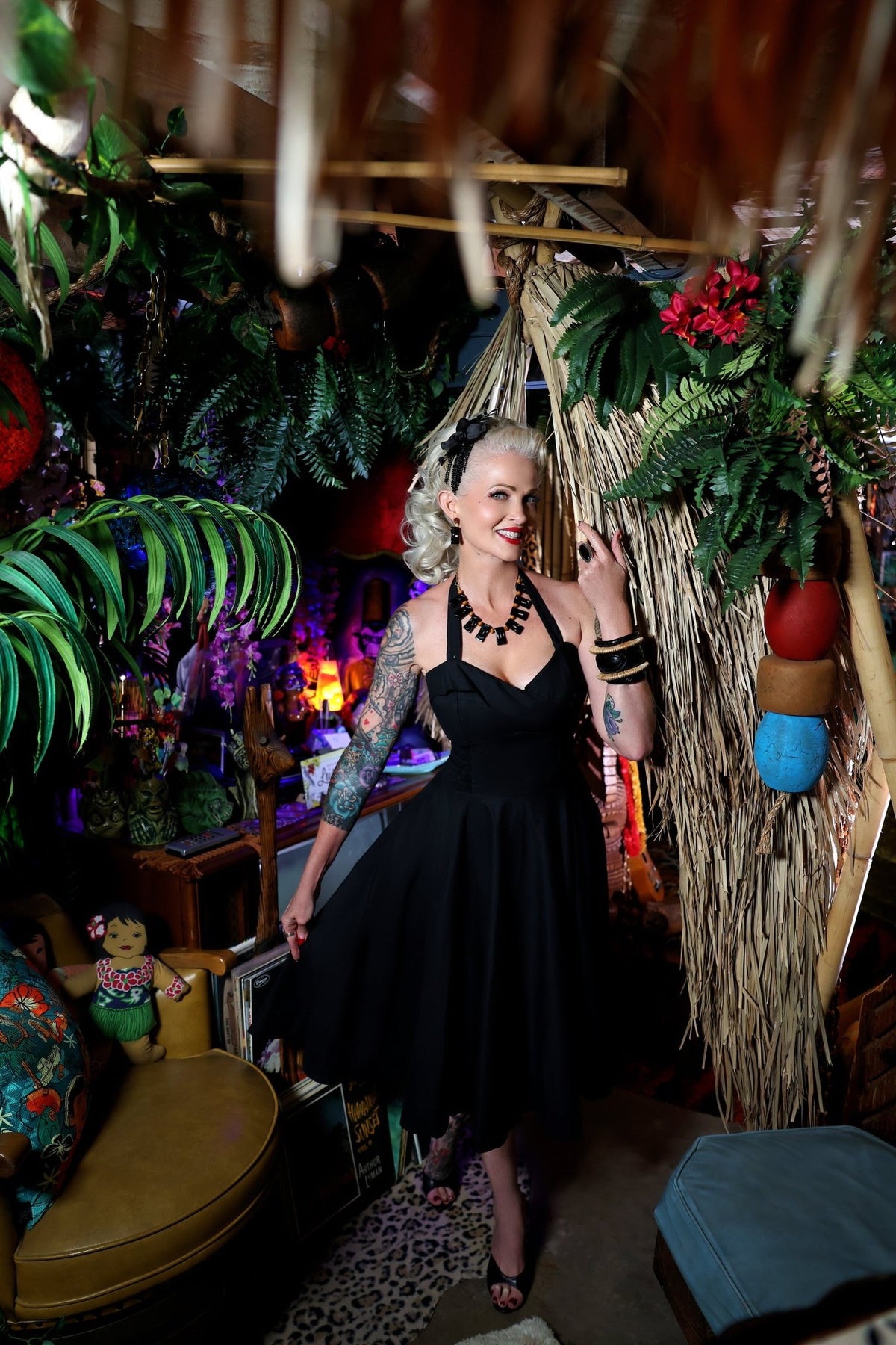 Lorelei's Vintage-Bali Hai Circle Dress- Jet Black - Lorelei's Vintage