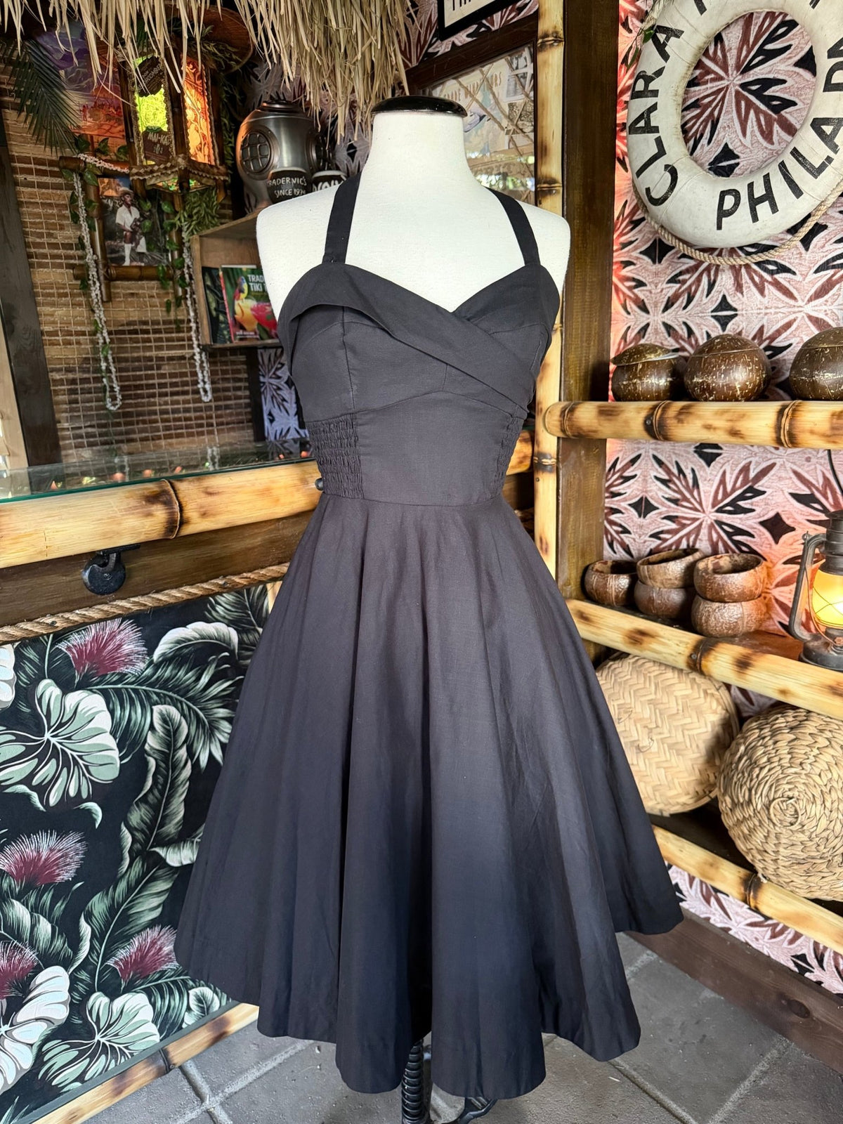 Lorelei's Vintage-Bali Hai Circle Dress- Jet Black - Lorelei's Vintage