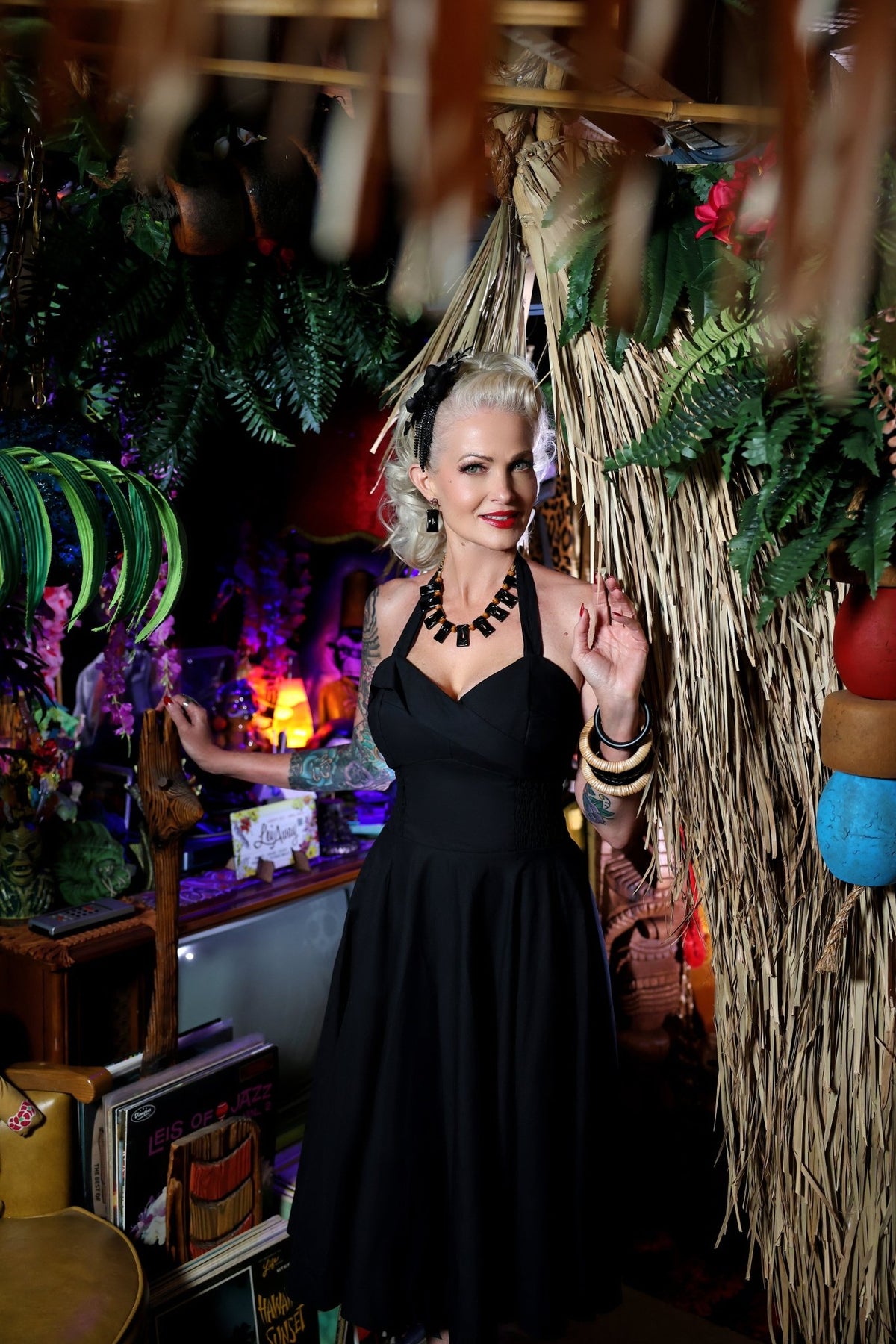 Lorelei's Vintage-Bali Hai Circle Dress- Jet Black - Lorelei's Vintage