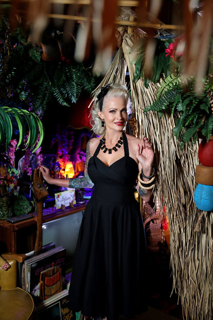 Lorelei's Vintage-Bali Hai Circle Dress- Jet Black - Lorelei's Vintage