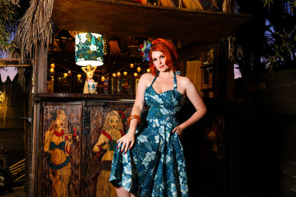 Lorelei's Vintage-Bali Hai Circle Dress- The Royal Orchid Collection- Lagoon - Lorelei's Vintage