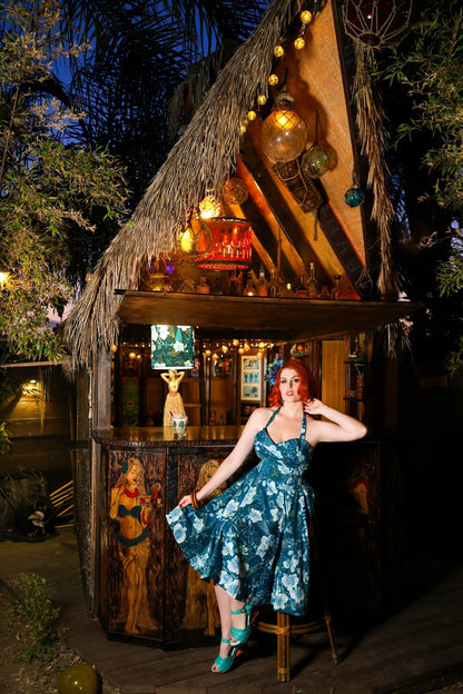 Lorelei's Vintage-Bali Hai Circle Dress- The Royal Orchid Collection- Lagoon - Lorelei's Vintage