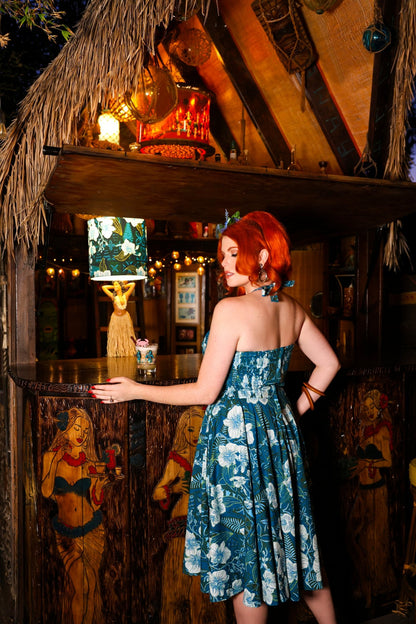 Lorelei's Vintage-Bali Hai Circle Dress- The Royal Orchid Collection- Lagoon - Lorelei's Vintage
