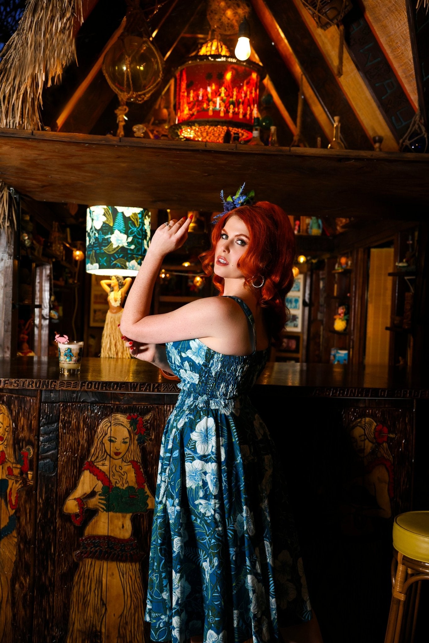 Lorelei's Vintage-Bali Hai Circle Dress- The Royal Orchid Collection- Lagoon - Lorelei's Vintage