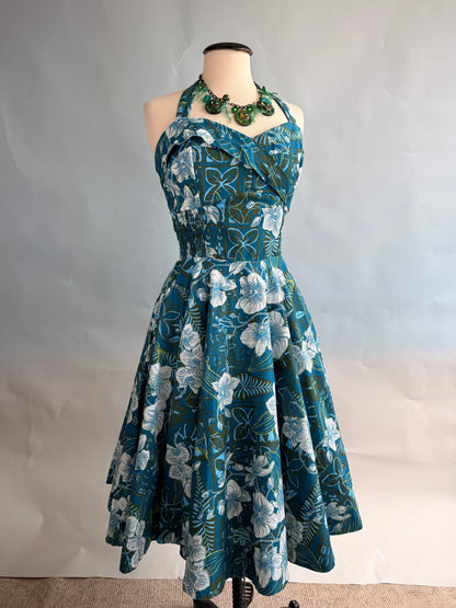 Lorelei's Vintage-Bali Hai Circle Dress- The Royal Orchid Collection- Lagoon - Lorelei's Vintage