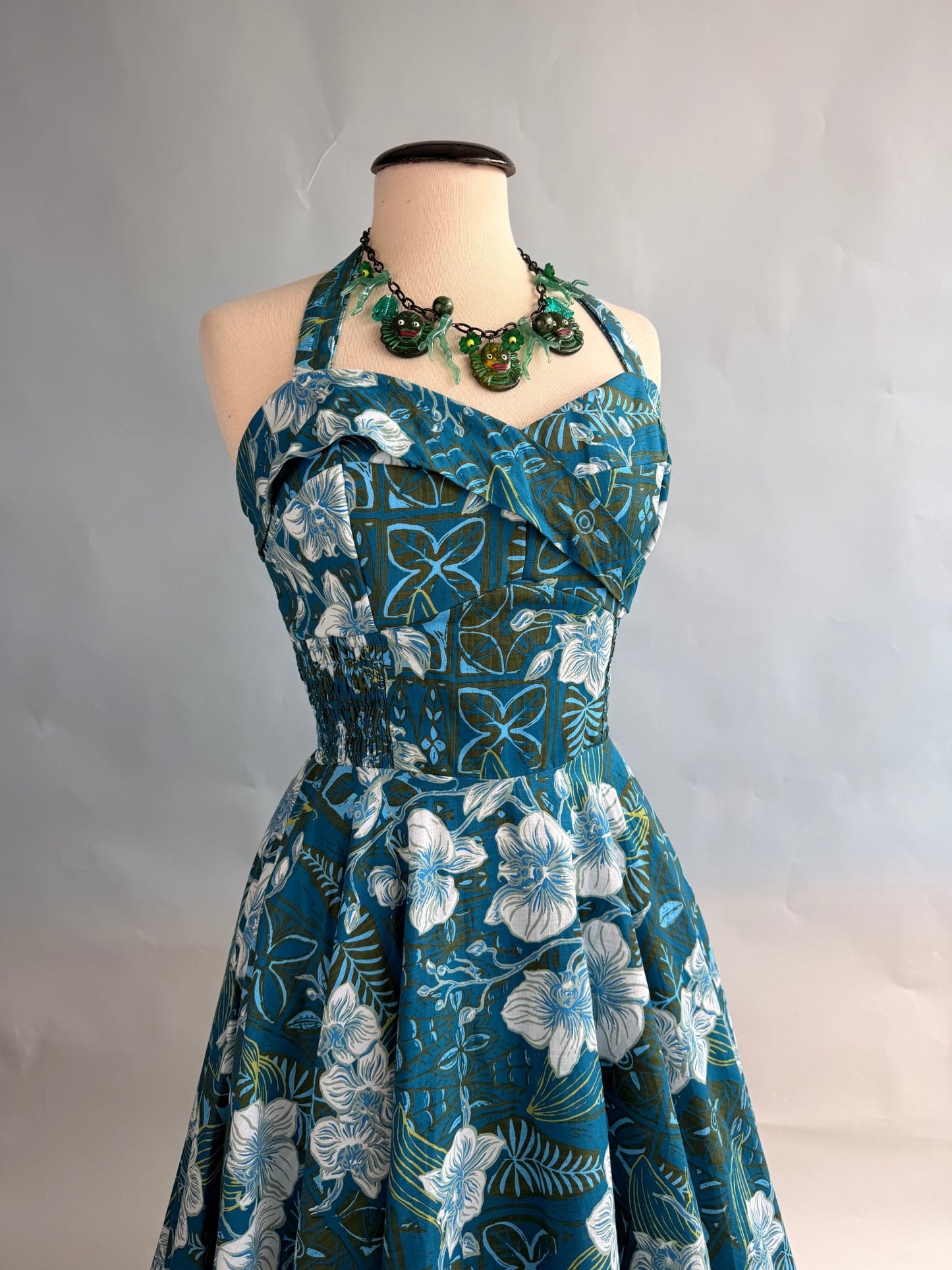 Lorelei's Vintage-Bali Hai Circle Dress- The Royal Orchid Collection- Lagoon - Lorelei's Vintage