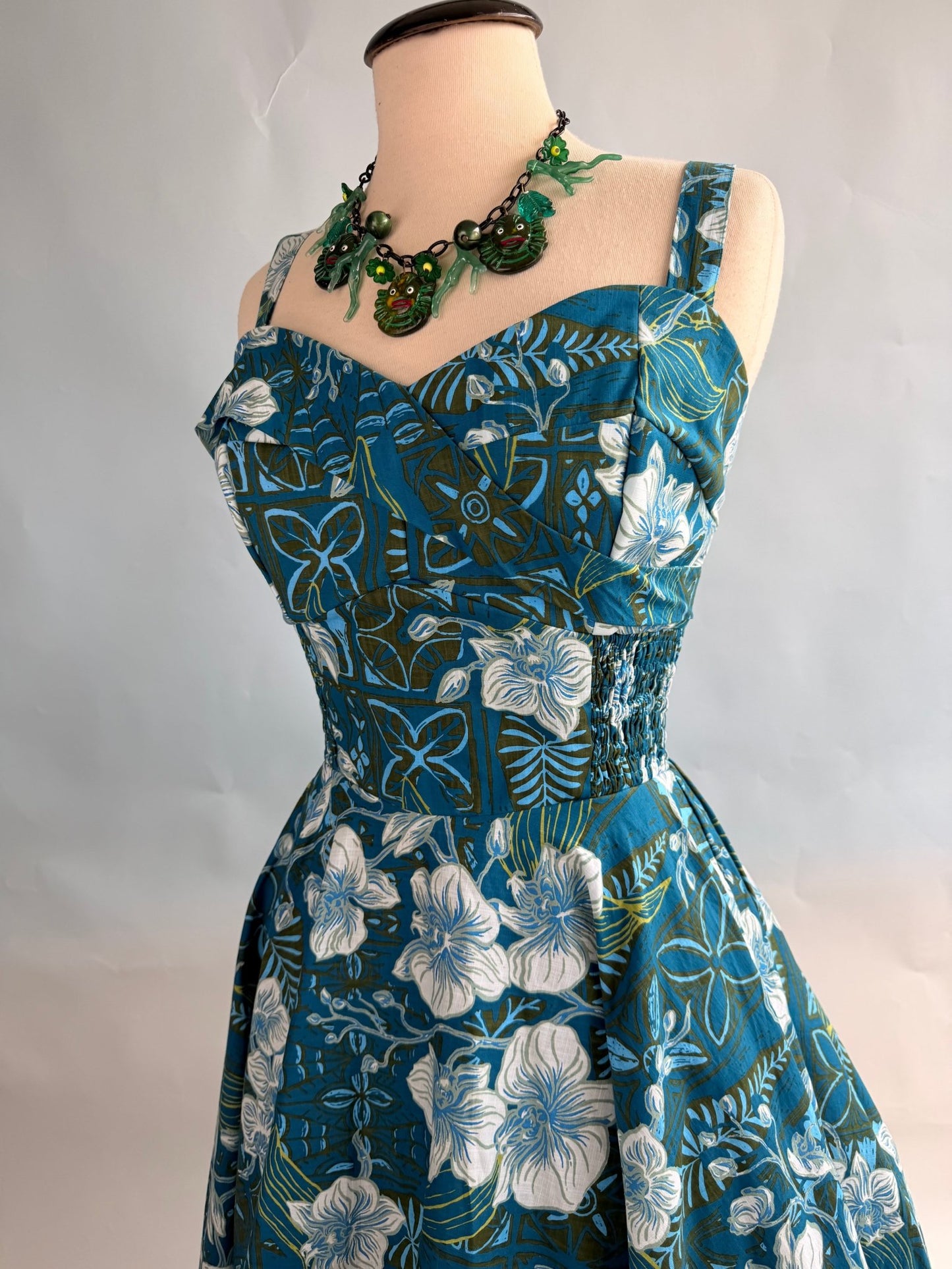 Lorelei's Vintage-Bali Hai Circle Dress- The Royal Orchid Collection- Lagoon - Lorelei's Vintage