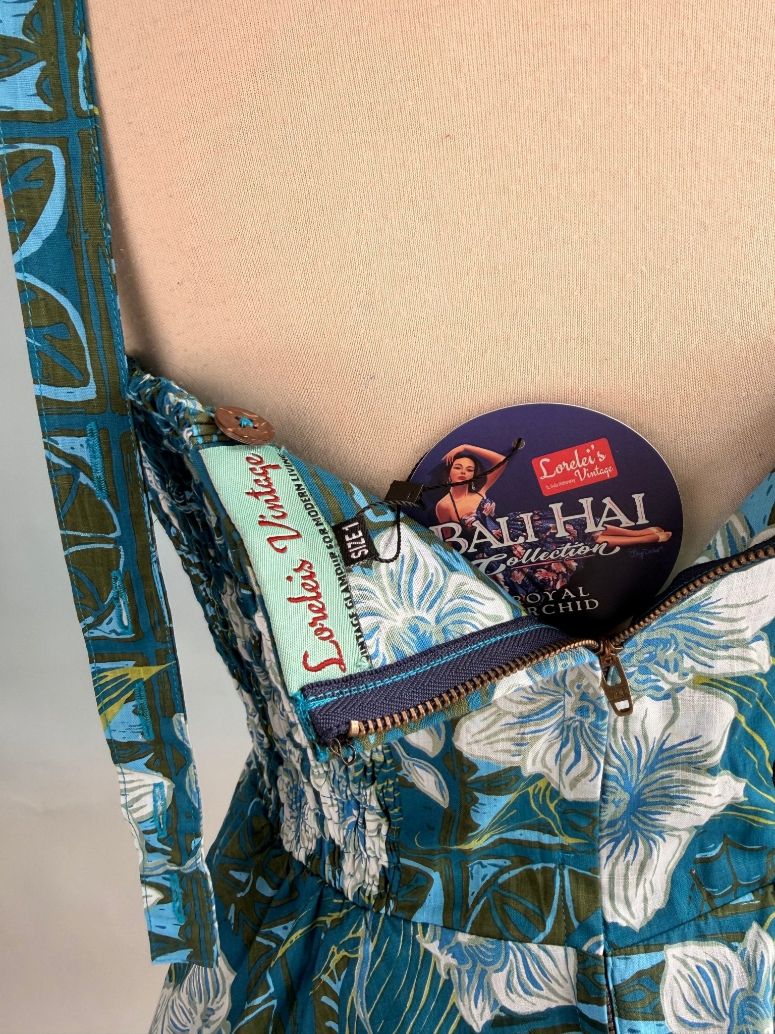 Lorelei's Vintage-Bali Hai Circle Dress- The Royal Orchid Collection- Lagoon - Lorelei's Vintage