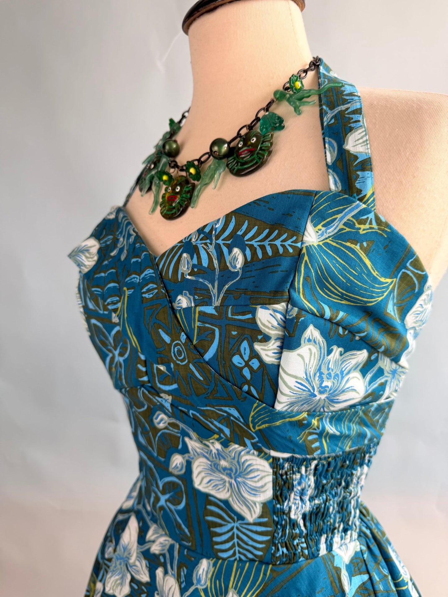 Lorelei's Vintage-Bali Hai Circle Dress- The Royal Orchid Collection- Lagoon - Lorelei's Vintage