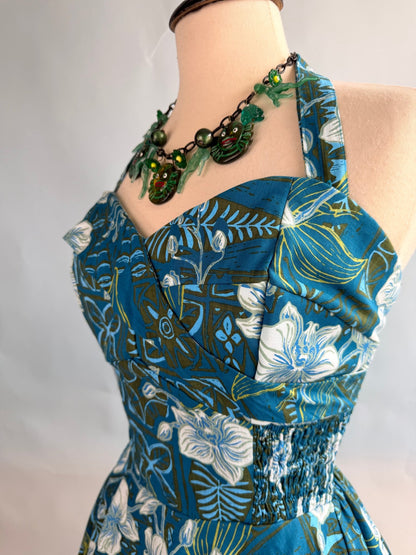 Lorelei's Vintage-Bali Hai Circle Dress- The Royal Orchid Collection- Lagoon - Lorelei's Vintage